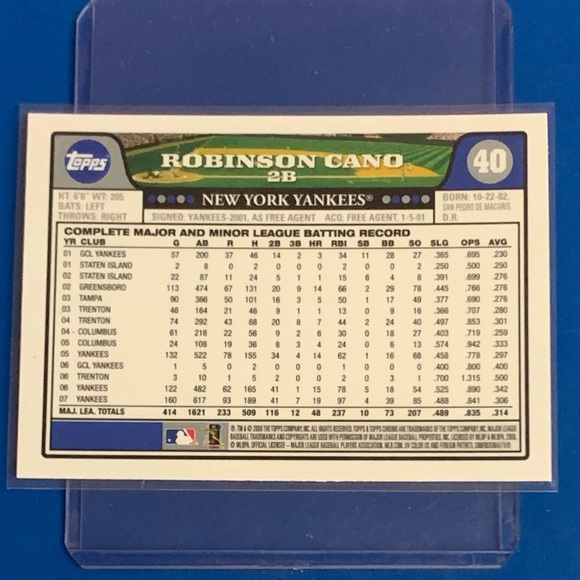 Robinson Cano #40 2008 Topps Chrome Baseball Trading Card - Picture 2 of 2